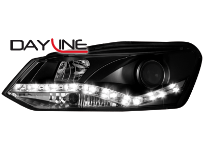 por qué Cantidad de dinero Retirada Faros delanteros Dayline Luz diurna de LEDs VW Polo 6R negros